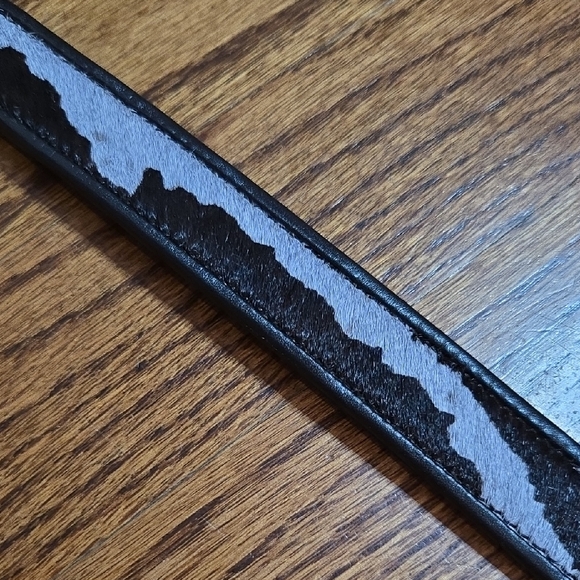 Ann Taylor Large Brown/White Animal Print Skinny Belt Leather Brass Buckle - NEW - Picture 11 of 16